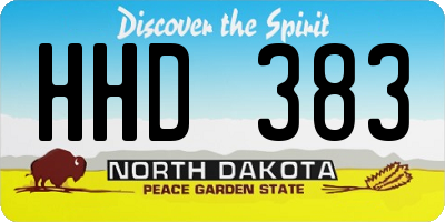 ND license plate HHD383