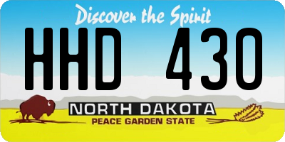 ND license plate HHD430