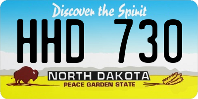 ND license plate HHD730