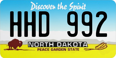 ND license plate HHD992