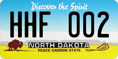 ND license plate HHF002