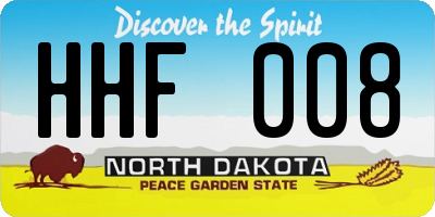 ND license plate HHF008