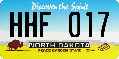 ND license plate HHF017