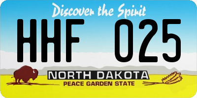 ND license plate HHF025