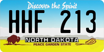 ND license plate HHF213