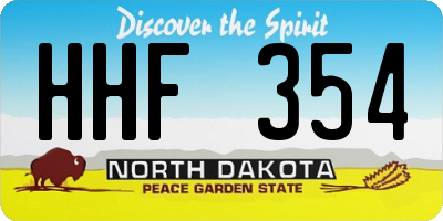 ND license plate HHF354