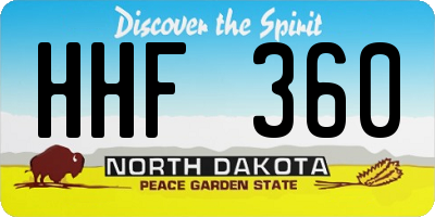 ND license plate HHF360