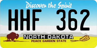 ND license plate HHF362