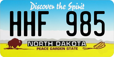 ND license plate HHF985