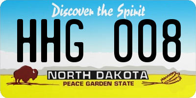 ND license plate HHG008
