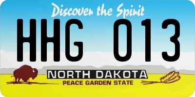 ND license plate HHG013
