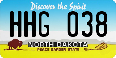 ND license plate HHG038