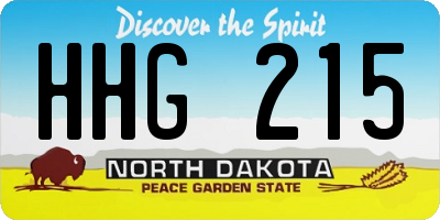 ND license plate HHG215