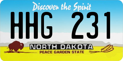 ND license plate HHG231