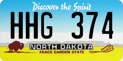 ND license plate HHG374