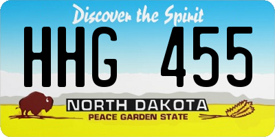 ND license plate HHG455