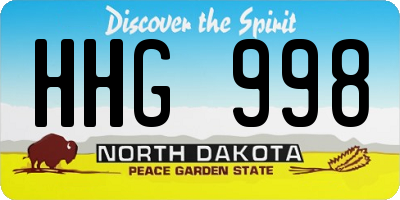 ND license plate HHG998
