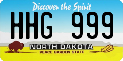 ND license plate HHG999