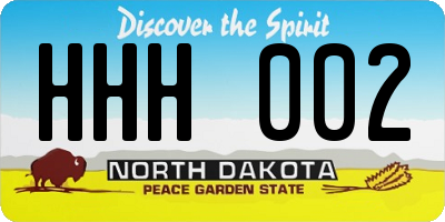 ND license plate HHH002