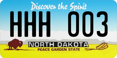 ND license plate HHH003