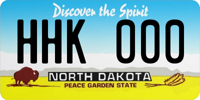 ND license plate HHK000