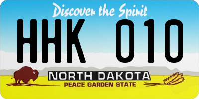 ND license plate HHK010