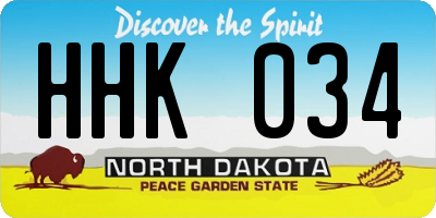 ND license plate HHK034