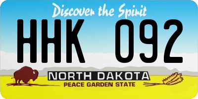 ND license plate HHK092