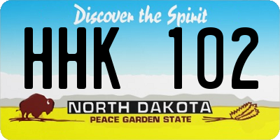 ND license plate HHK102