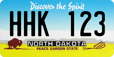 ND license plate HHK123