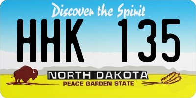 ND license plate HHK135