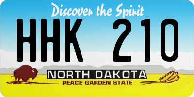 ND license plate HHK210