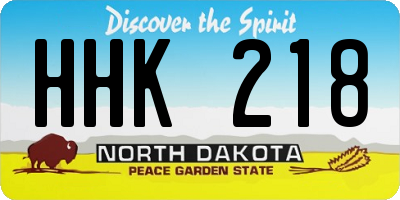 ND license plate HHK218