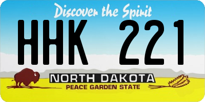 ND license plate HHK221