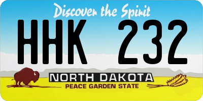 ND license plate HHK232