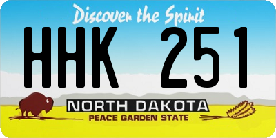 ND license plate HHK251