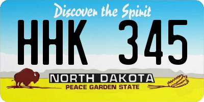 ND license plate HHK345