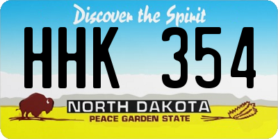 ND license plate HHK354