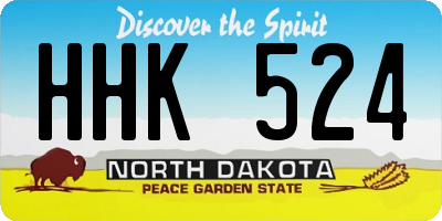 ND license plate HHK524