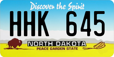 ND license plate HHK645