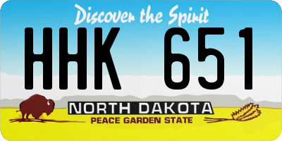 ND license plate HHK651