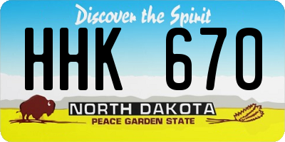ND license plate HHK670