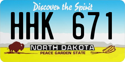 ND license plate HHK671