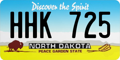 ND license plate HHK725
