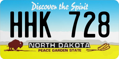 ND license plate HHK728