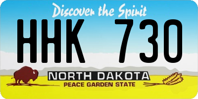 ND license plate HHK730