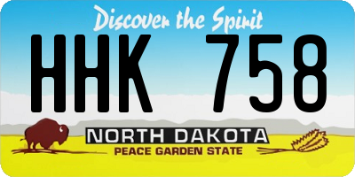ND license plate HHK758
