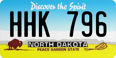 ND license plate HHK796