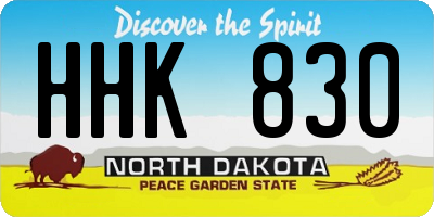 ND license plate HHK830