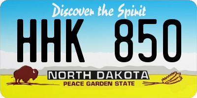 ND license plate HHK850